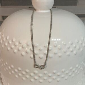 Tiffany & Co. Silver Infinity Pendant Double Chain Necklace - 16 inch